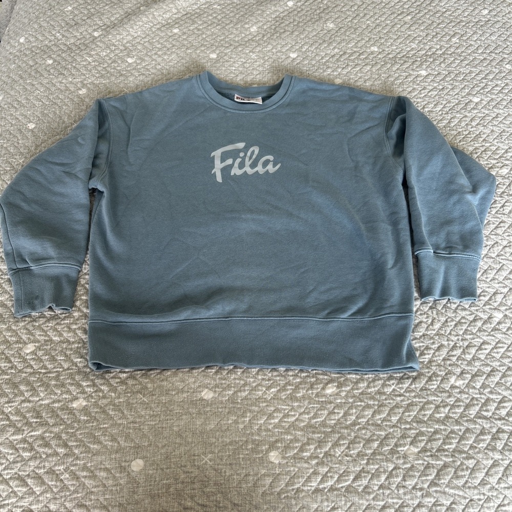 Fila Sport Women's Pullover Sweatshirt Large‎ Blue Gray Long Sleeve Casual